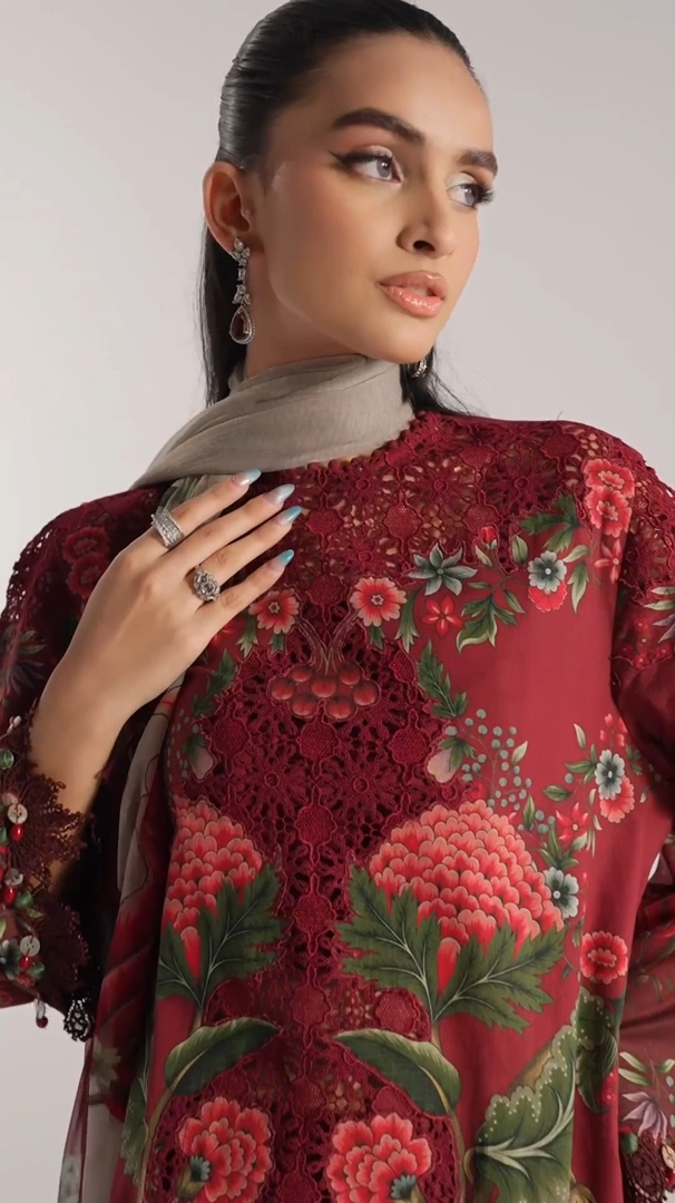 3 Piece Unstitched Embroidered Cambric Suit | MPT-2709-A